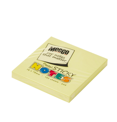 STICKY NOTES 76X76MM PASTEL (100 SHEETS) MEECO