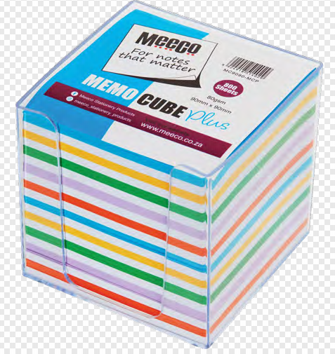 MEMO CUBE HOLDER ASSORTED 90x90mm (800 SHEETS) MEECO