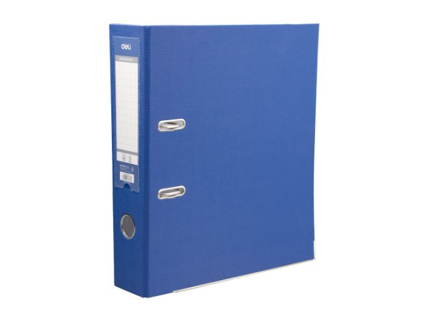 Deli LEVER ARCH FILE A4 76MM HALF COATED RADO LOCK & METAL POLYPROPYLENE (BLUE)
