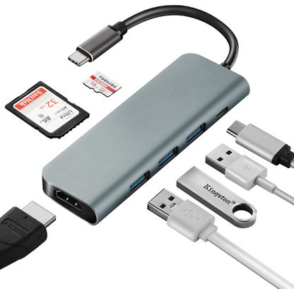 7 in 1 USB C HUB (HDMI x 1- USB 3.0 x 3 - DP x 1 - SD x 1 - TF x 1)